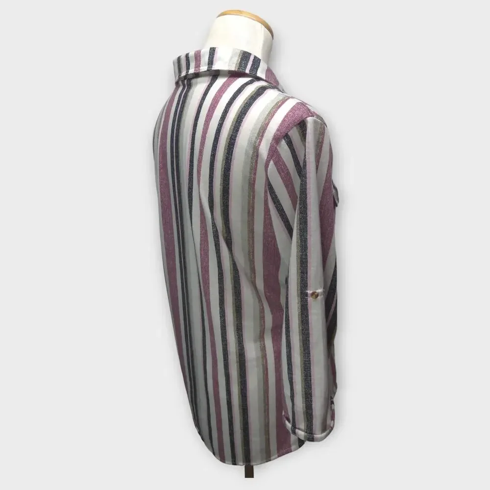 Women's Eden & Olivia Striped Button Up Blouse Size Medium - Picture 8 of 9